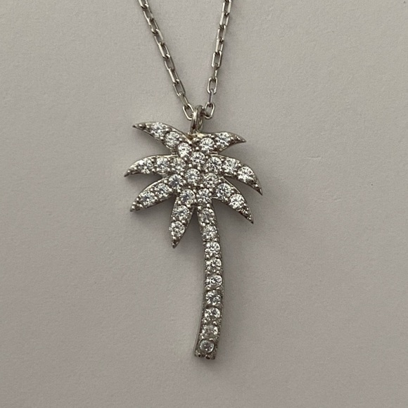 🌴925 Silver palm tree cz necklace - Picture 3 of 3
